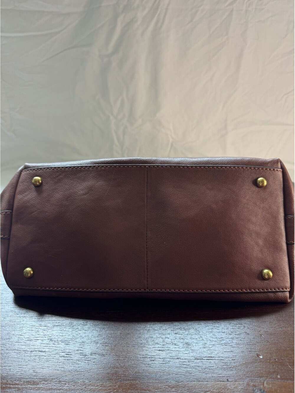 Frye Brown Ring Dome Satchel Top Handle Zip Bag Detachable Crossbody Strap - Picture 9 of 9